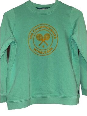 Wimbledon Kids Sweatshirt Teal Green Orange Logo Size 11-13
